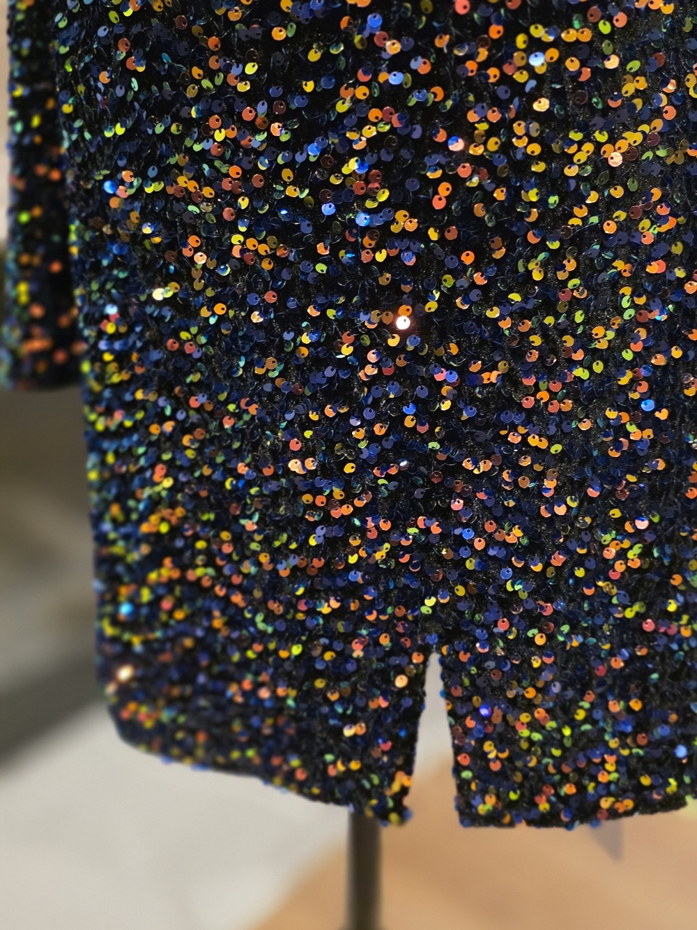 Black Multicolor Sequin Long Sleeve Mini Dress - Picture 5 of 15